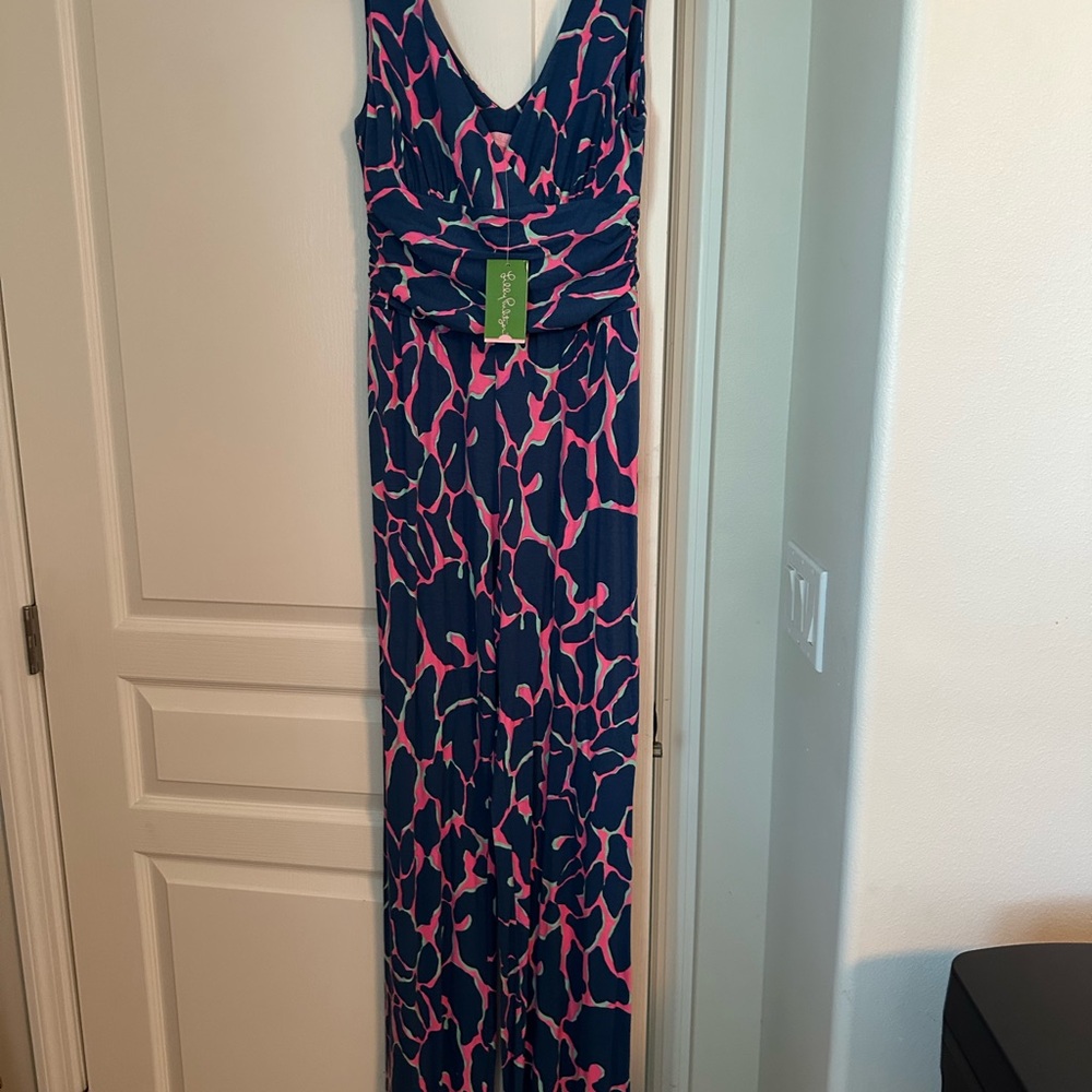 Lily Pulitzer Pink and Blue Giraffe Pattern
Jumpsuit.